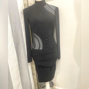 Cache  Silver Studded Fitted Dress